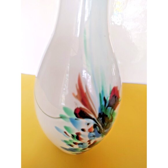 Hand Blown Italian Opaline Abstract art swirls Glass vase 9" - Picture 11 of 14